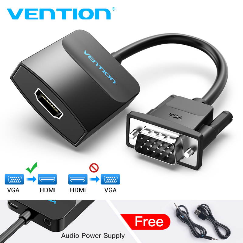 VENTION 1080P VGA to HDMI Adapter Male to Female Cable for Computer, Desktop, Laptop, PC, Monitor, HDTV (PC VGA Source Output to TV/Monitor with HDMI Connector)