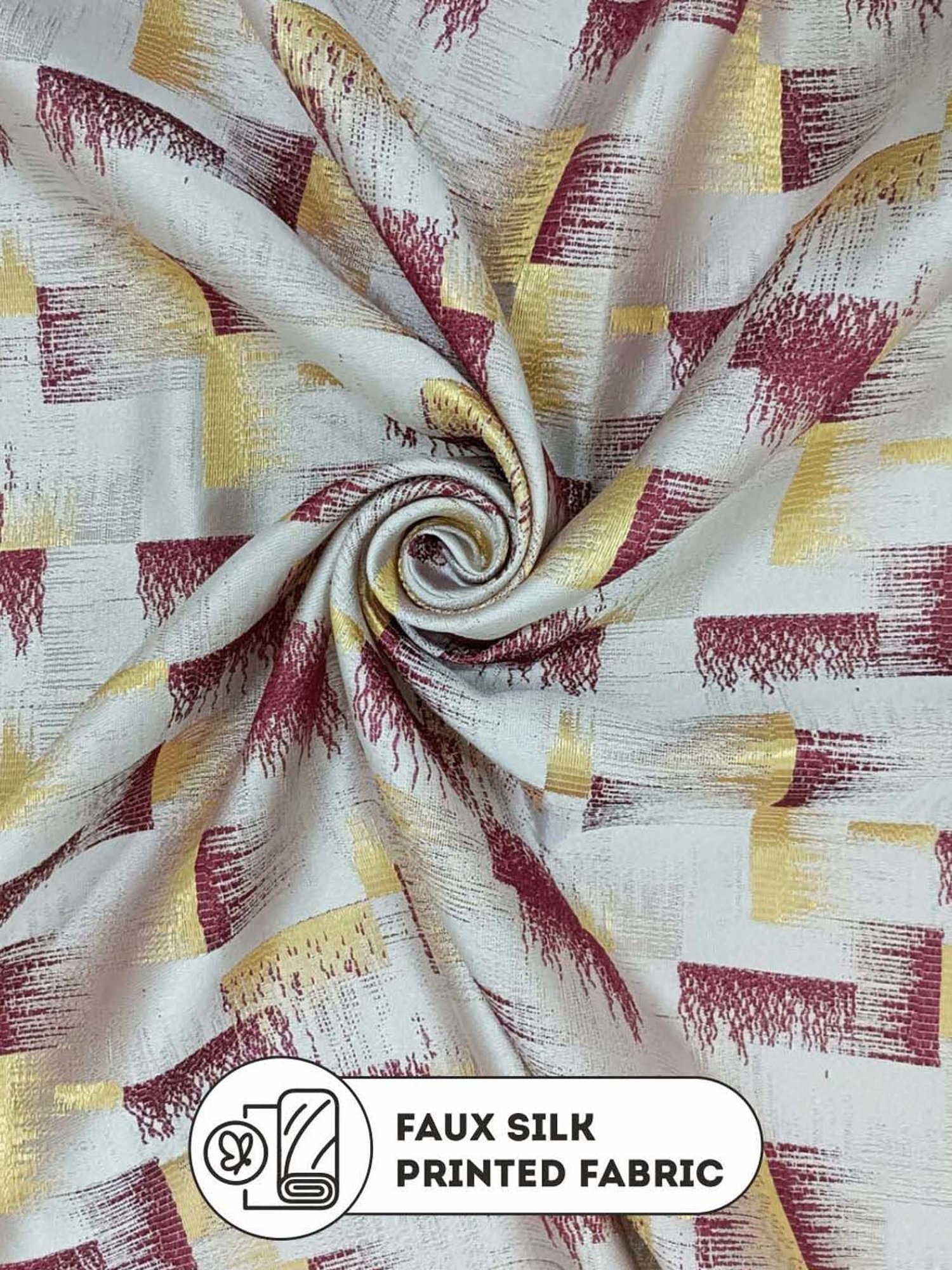 Bianca EL`PESSO Silver & Maroon Faux Silk 7 Ft. Door Curtain