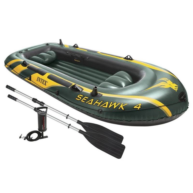 Intex Explorer 200 Inflatable 2 Person River Boat Raft Set with 2 Oars & Pump