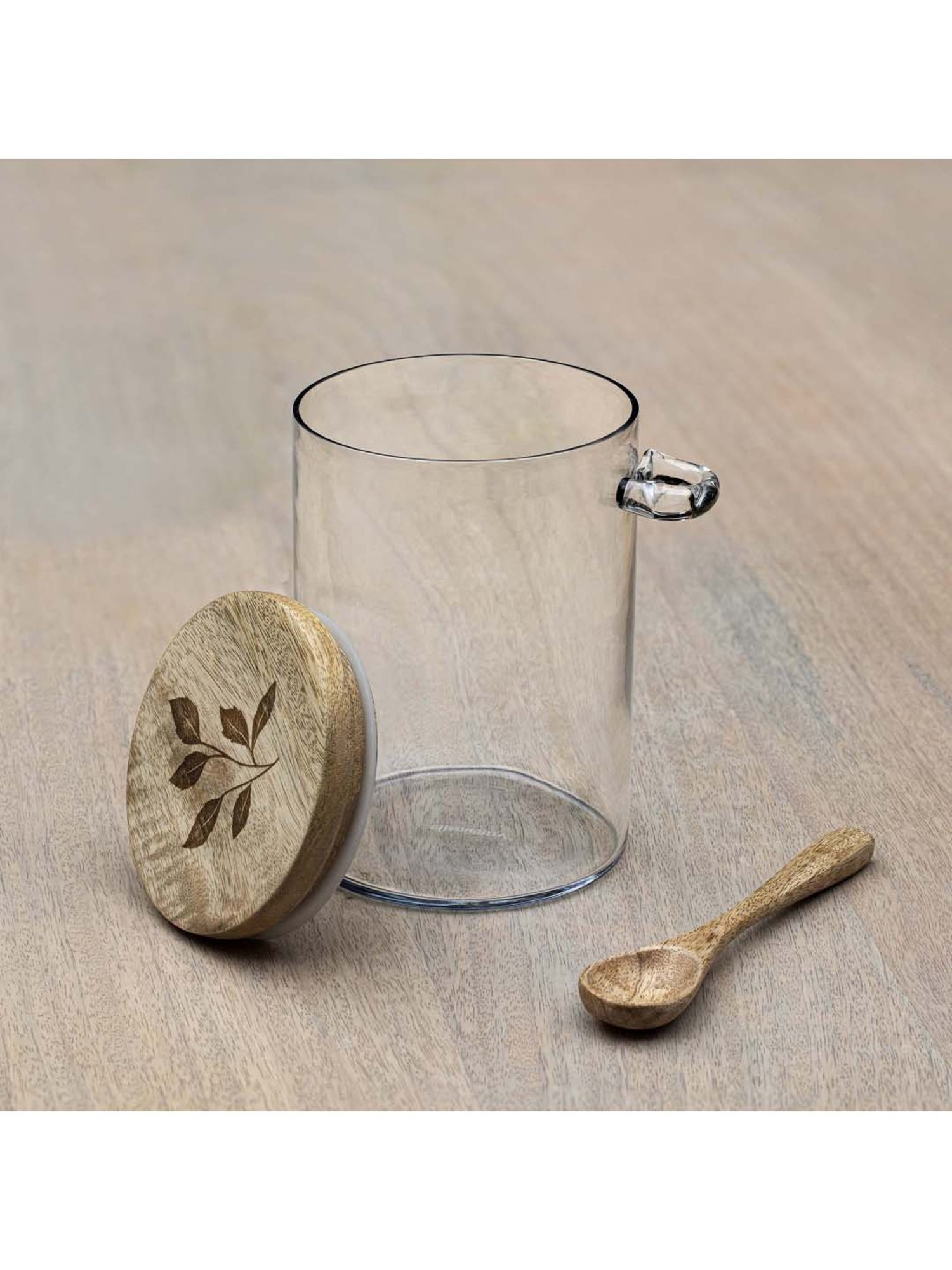 Ellementry Transparent & Brown Allora Glass Pickle Jar (0.7 L) - Set of 1