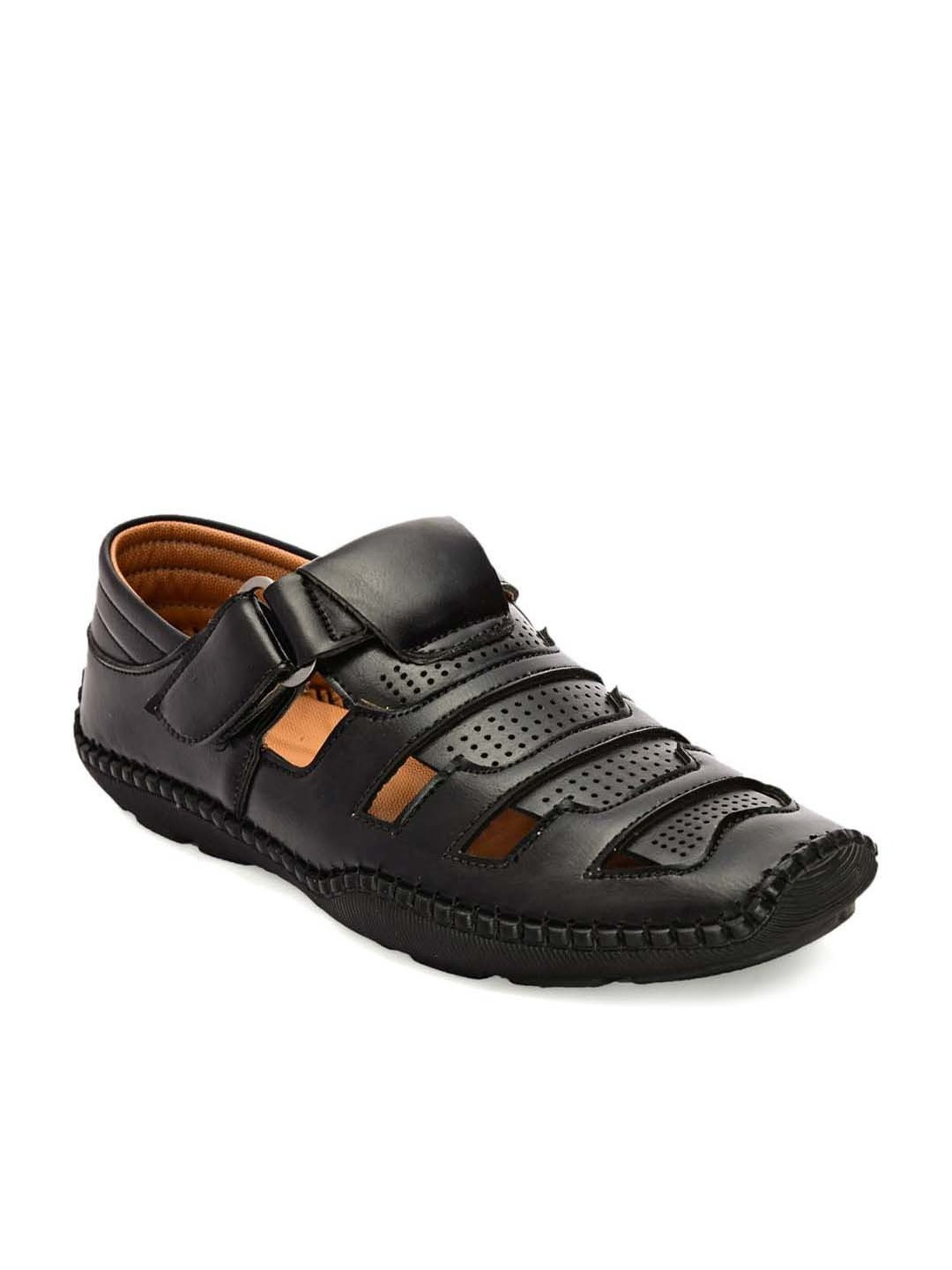 Giorgio Men's Black Fisherman Sandals