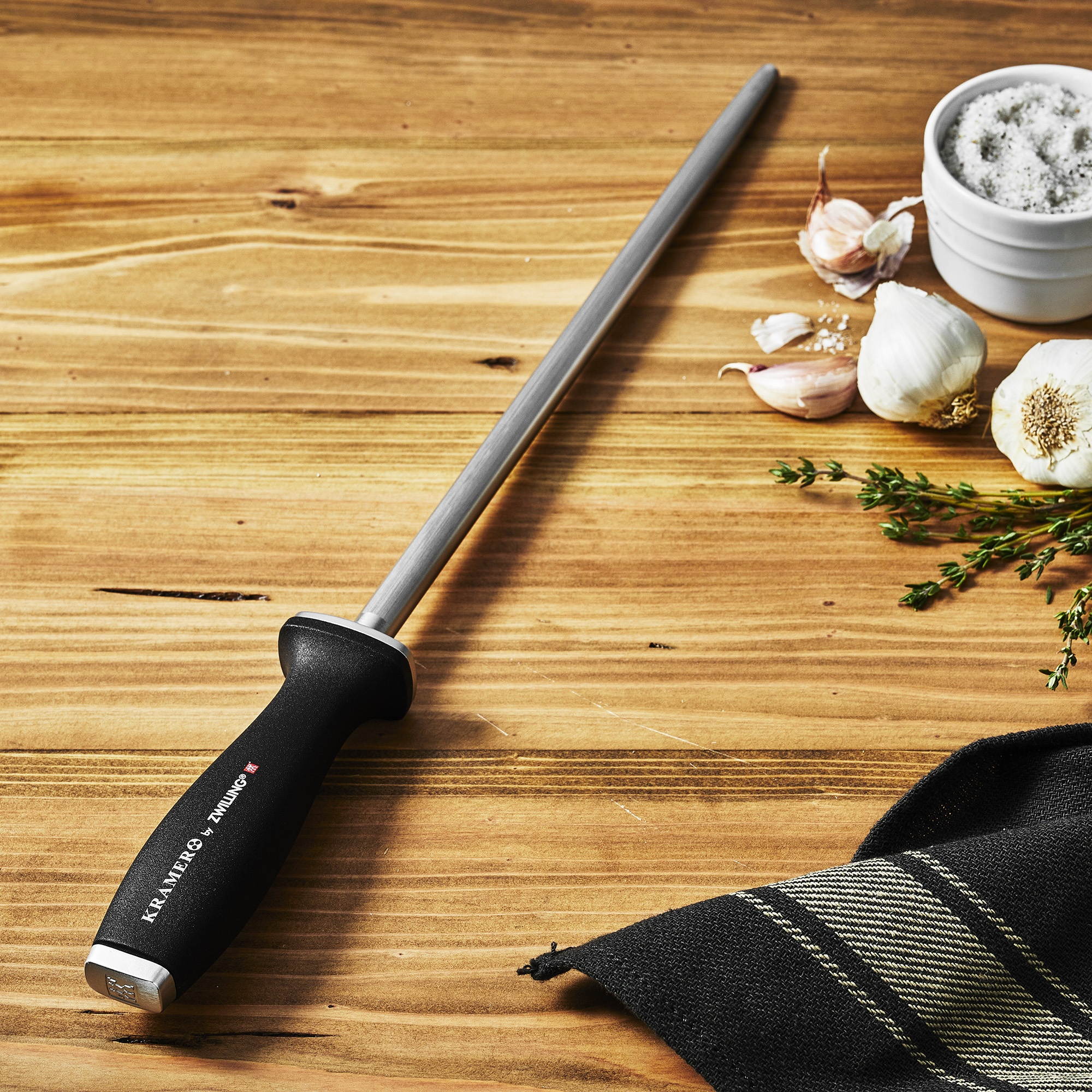 KRAMER by ZWILLING 12-inch Double Cut Honing Steel with Plastic Handle