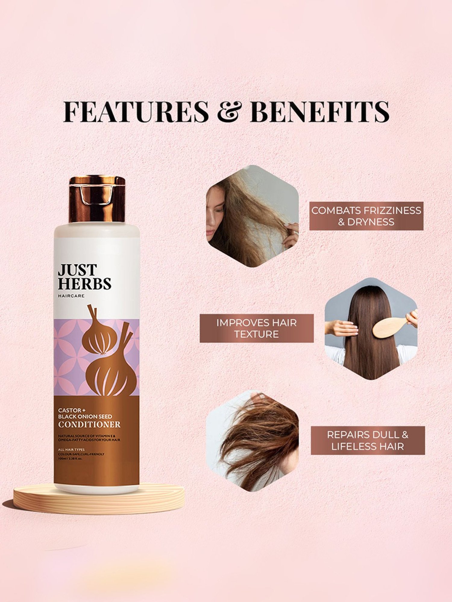 JUST HERBS Castor + Black Onion Seed Conditioner - 100 ml