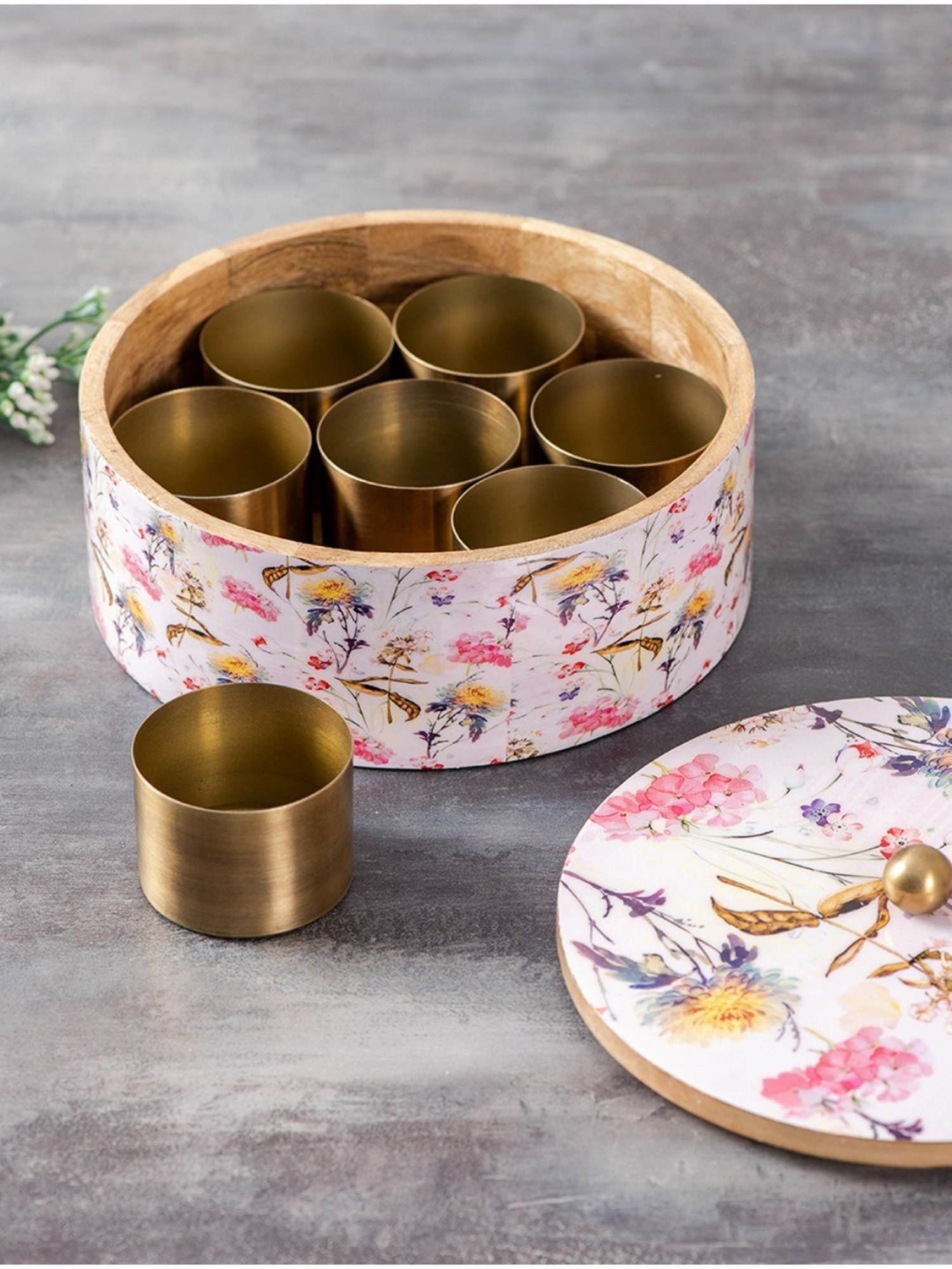 Nestroots White Masala box Masala dani spice rack containers for kitchen storage spice Organizer