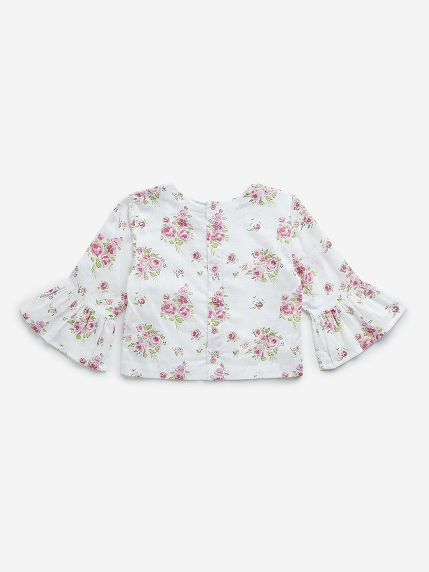 Utsa Kids by Westside White Floral Design Cotton Top