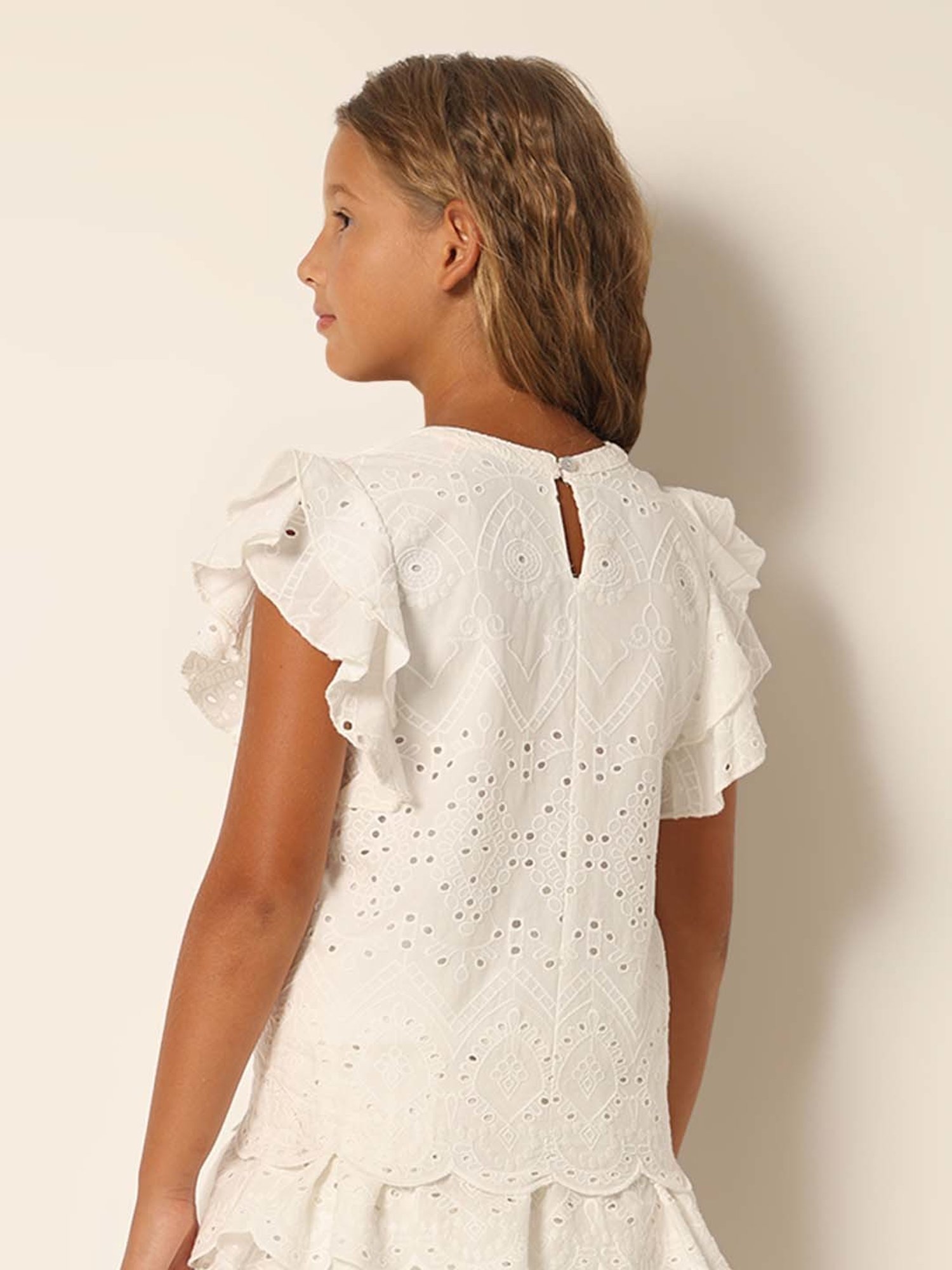 VERO MODA GIRL White Cotton Embroidered Top