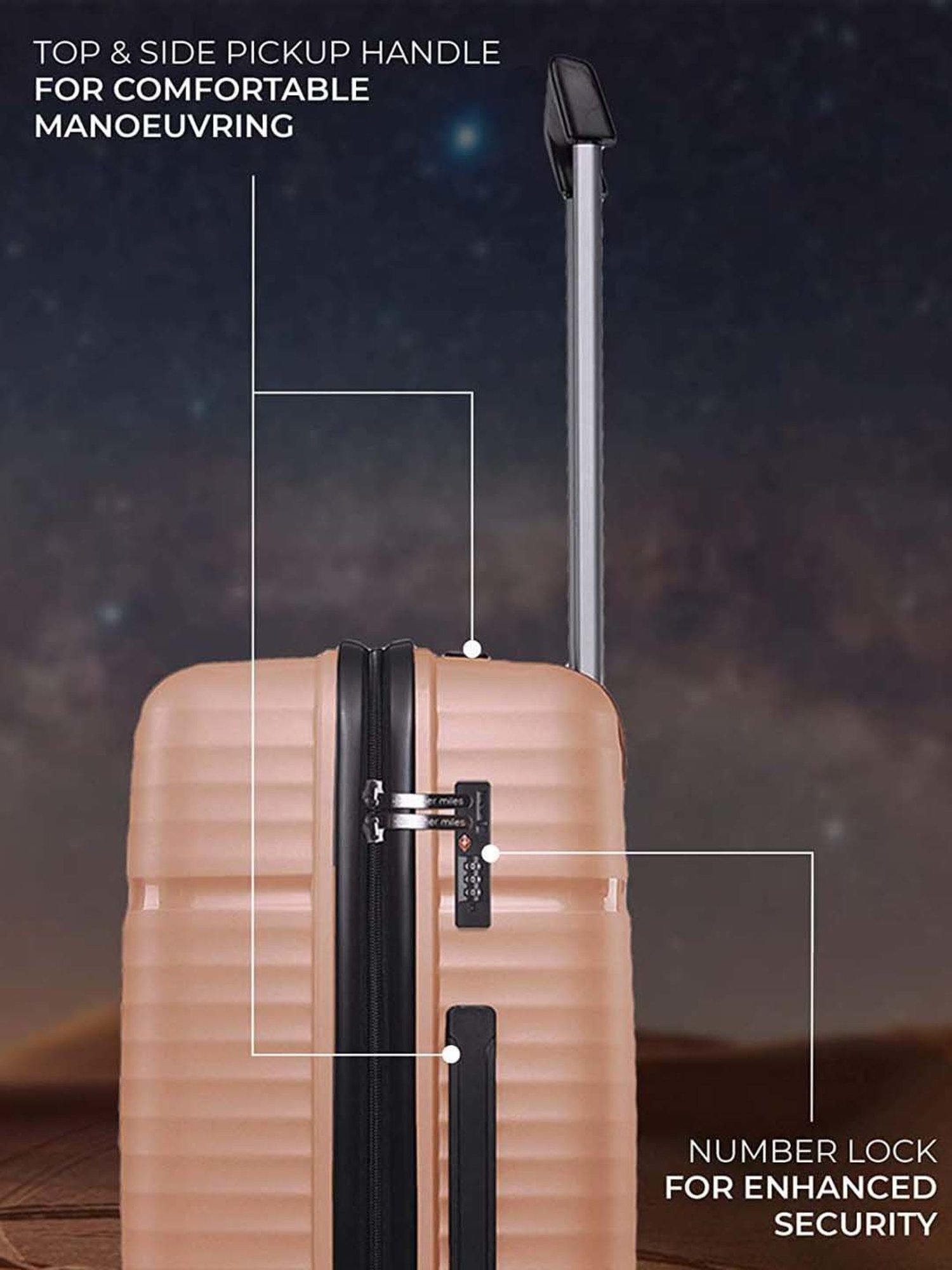 Nasher Miles Sahara Hard-Sided Polypropylene Cabin Luggage Golden 20 inch |55cm Trolley Bag