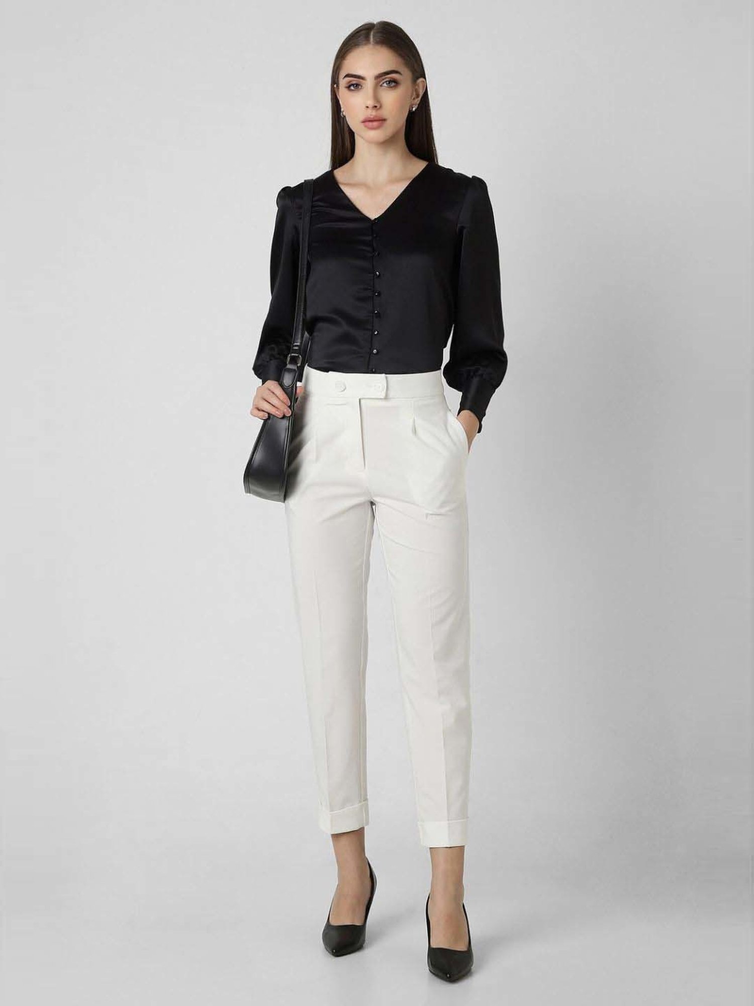 Fablestreet Brown & Black Cotton Checks Regular Fit Mid Rise Trousers