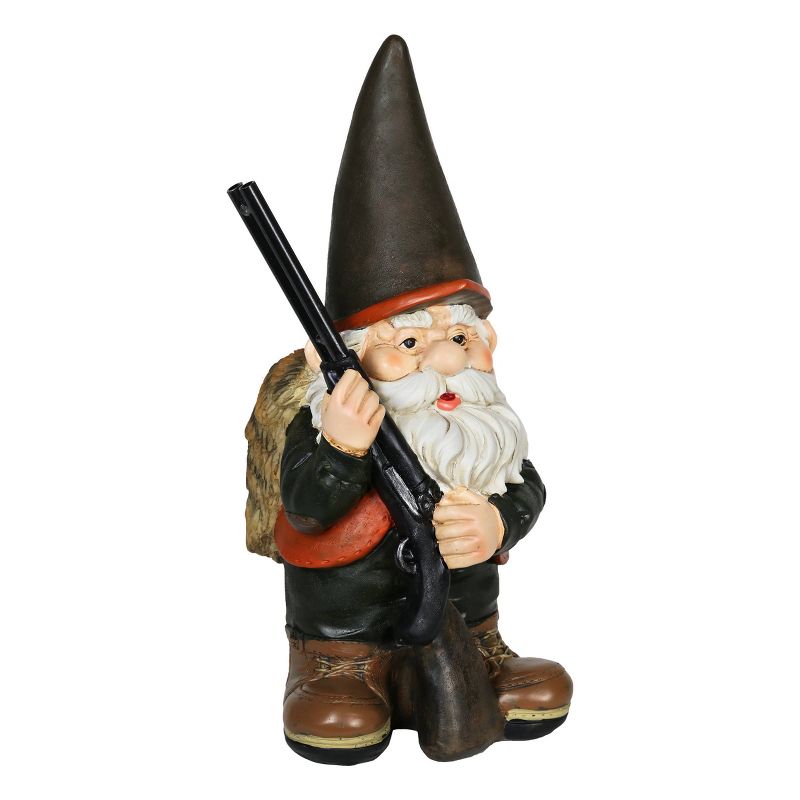 13.39" Resin Hunting Harry Garden Gnome Brown- Exhart