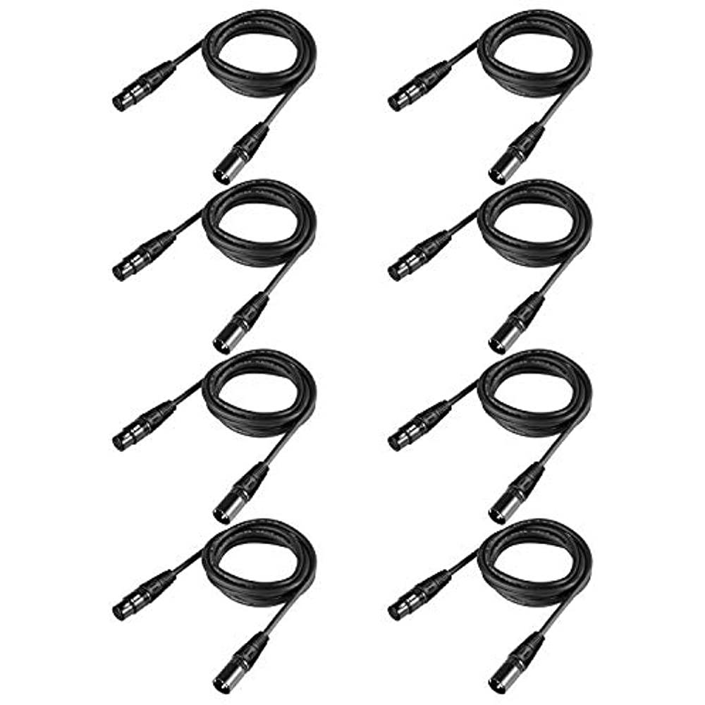 Neewer 8 Pack 6.5 feet/2 meters DMX Stage Light Cable Wires with 3 Pin Signal XLR Male to Female Connection for Moving Head Light Par Light Spotlight with XLR Input and Output