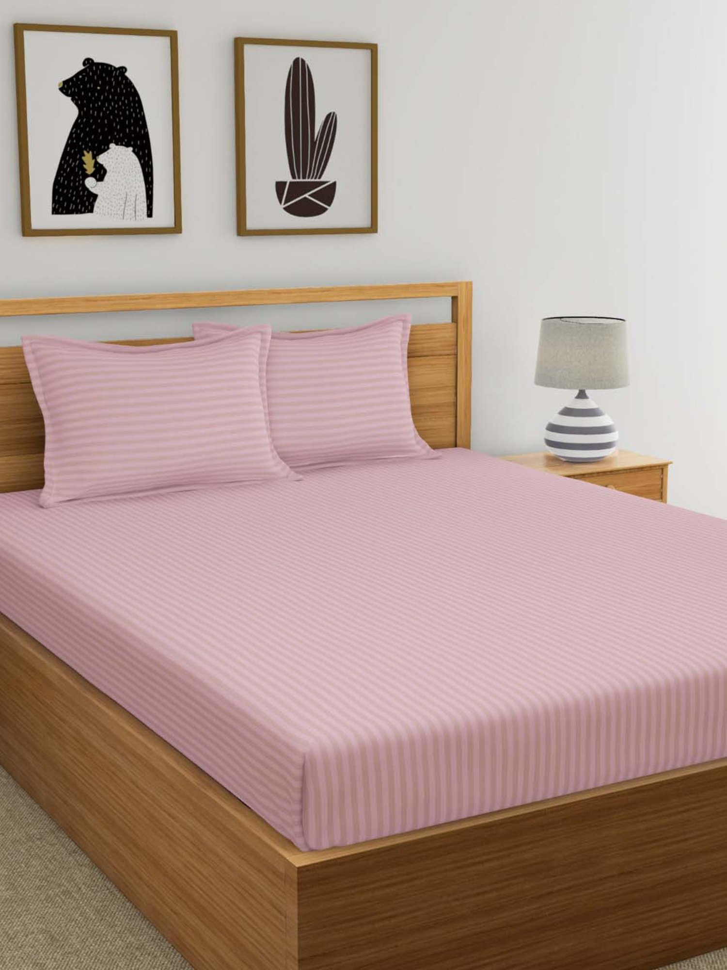 Dreamscape Pink Cotton 220 TC Bed Sheet Set