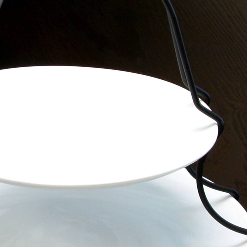 Gibson Elite Porcelain Gracious 2-Tiered Serving Set with Metal rack White