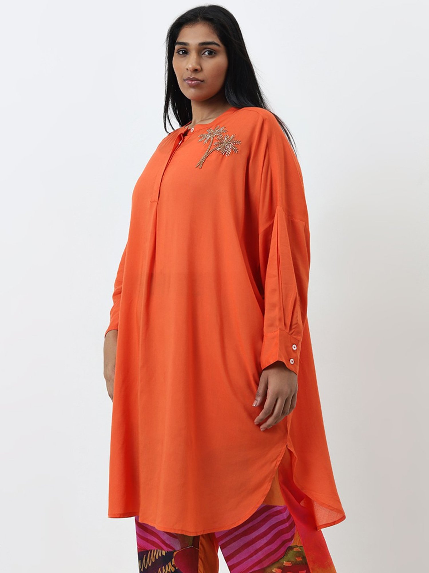 Saffron Threads Black Printed Straight Kurta