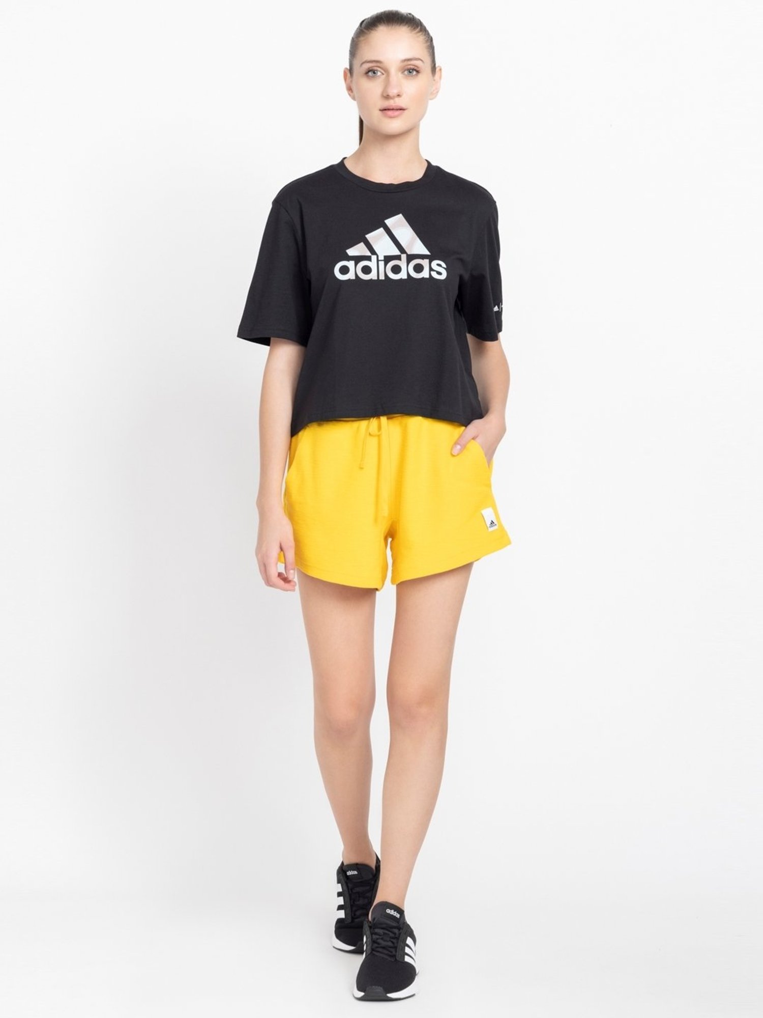 adidas Black Cotton Printed T-Shirt