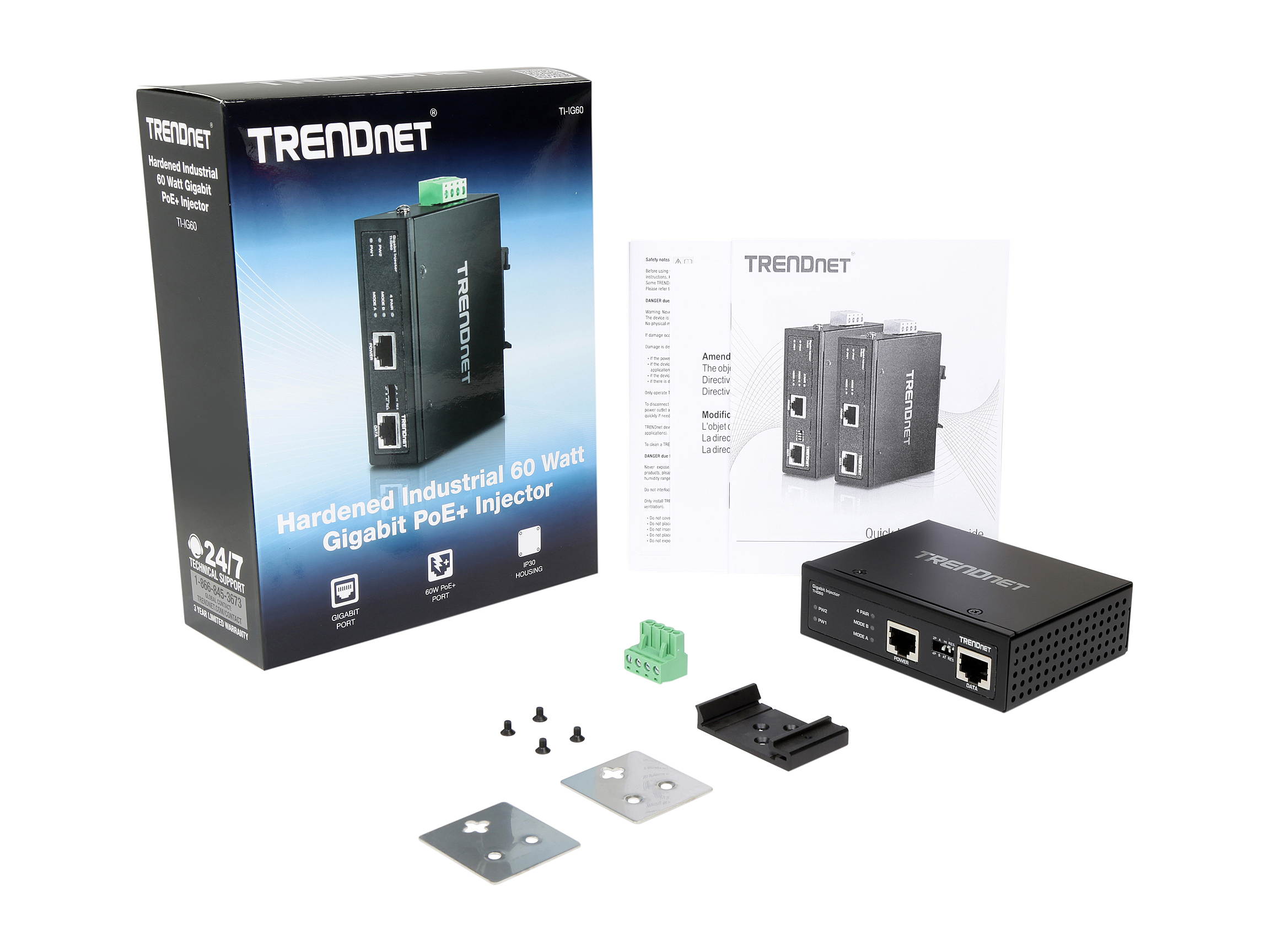 TRENDnet TI-IG60 Hardened Industrial 60 Watt Gigabit PoE+ Injector