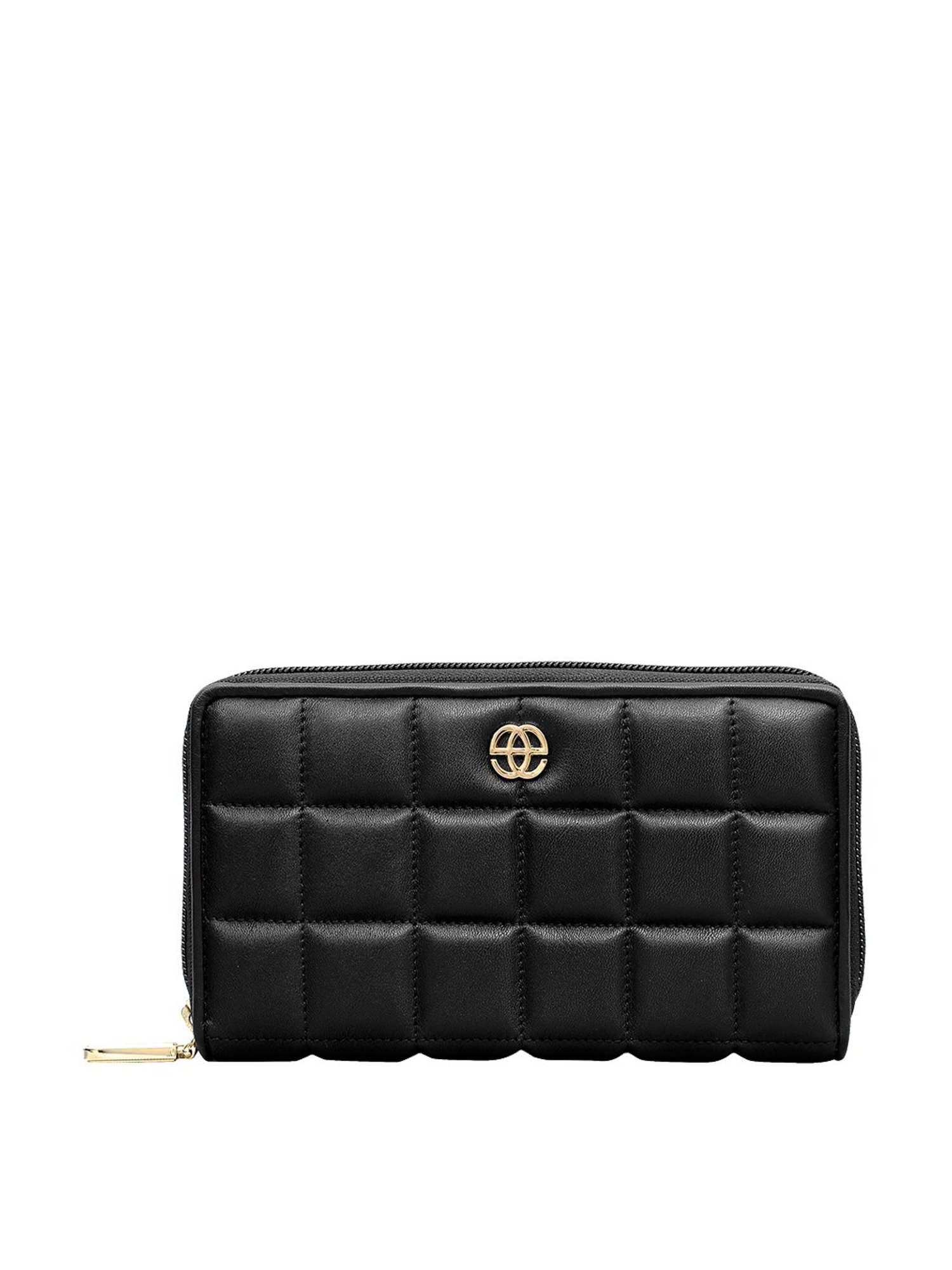 Eske Black Quilted Zip Around Wallet for Women