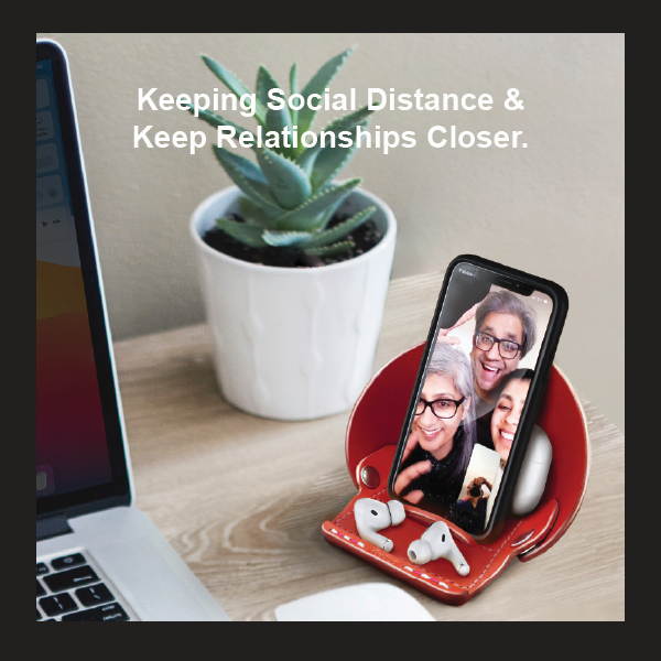 VogDUO- Genuine Leather Stand, MagSafe Charger cable-secured design, Foldable, lightweight, multi-angle, Compatible with iPhone 8 to iPhone 12 Pro Max, Google Pixel, Samsung Galaxy