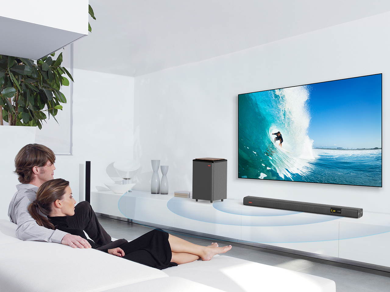 iDeaPlay Live2  2.1 Channel Home Theater TV Soundbar Bluetooth Sound Bar with Wireless Subwoofer 120W RMS