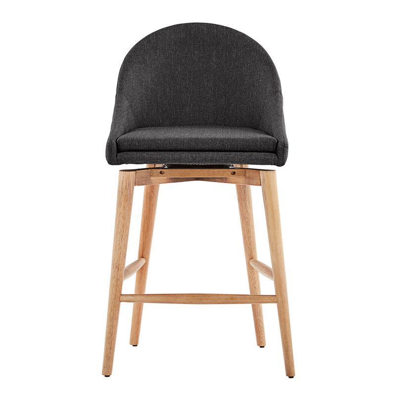 Set of 2 24" Conrad Natural Danish Modern Swivel Counter Height Barstools Charcoal - Inspire Q