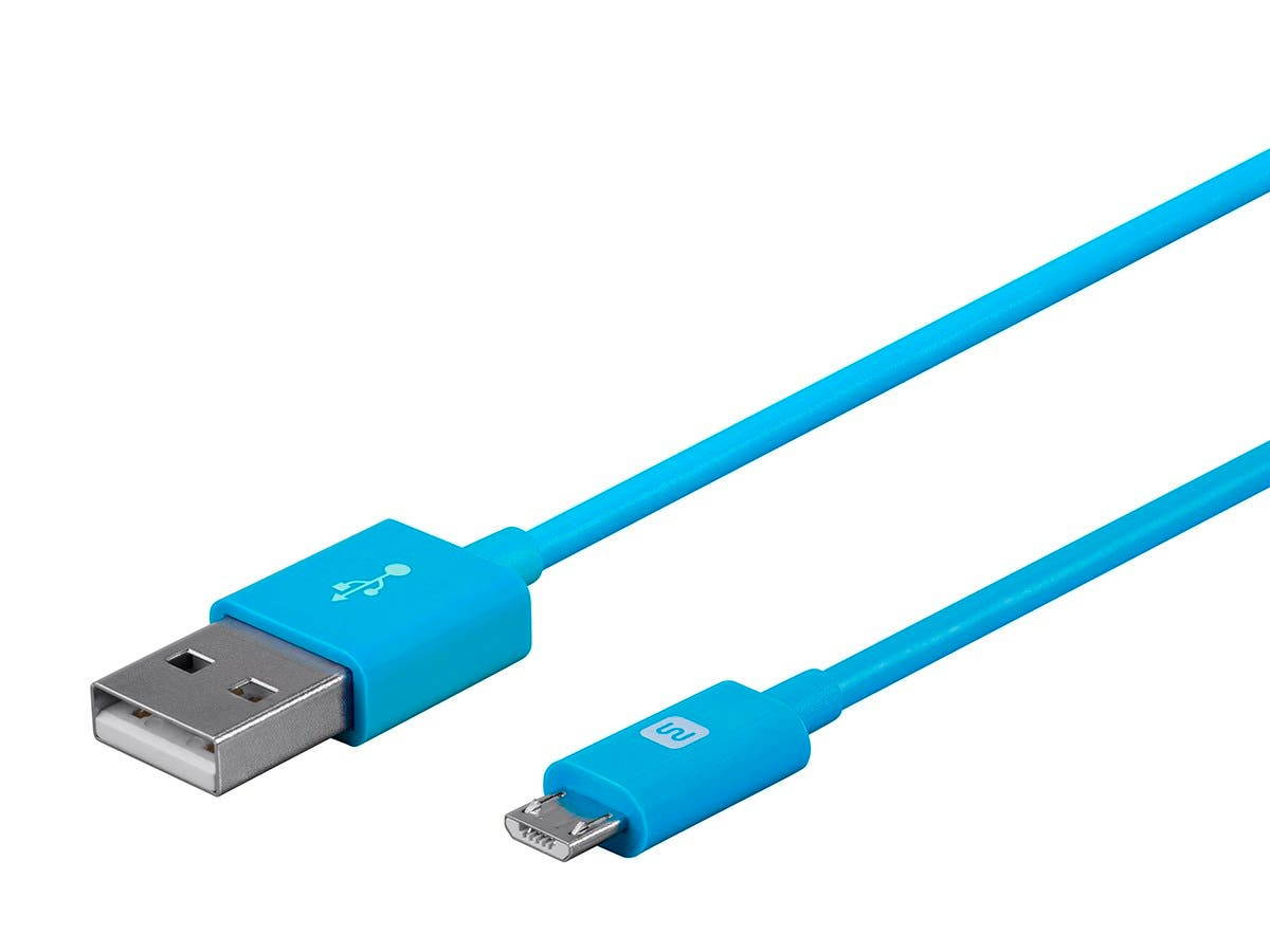 Monoprice USB Type-A to Micro Type-B Cable - 6 Feet - Blue | 2.4A, 22/30AWG - Select Series
