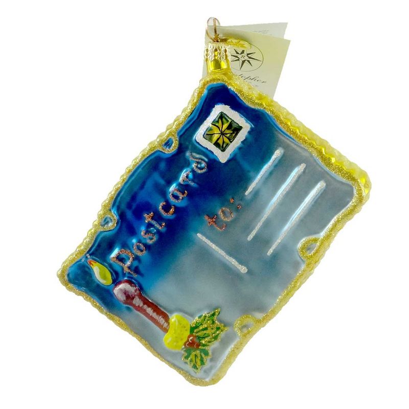 Christopher Radko Old Fashioned Greetings Ornament Post Card Fireplace  -  Tree Ornaments