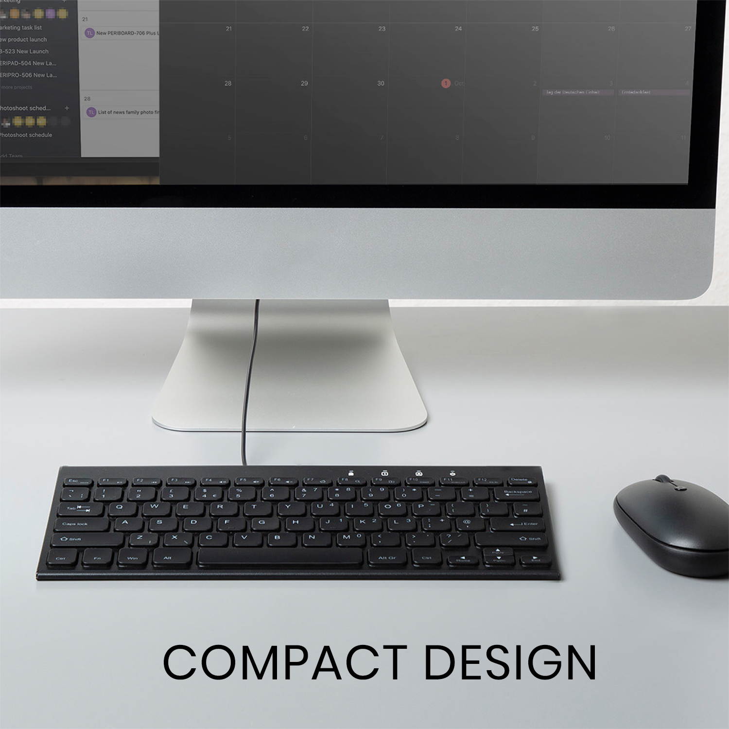 Perixx PERIBOARD-429 US Wired Mini Backlit Keyboard - Thin and Silent Scissor Keys - White Backlight Color - US English