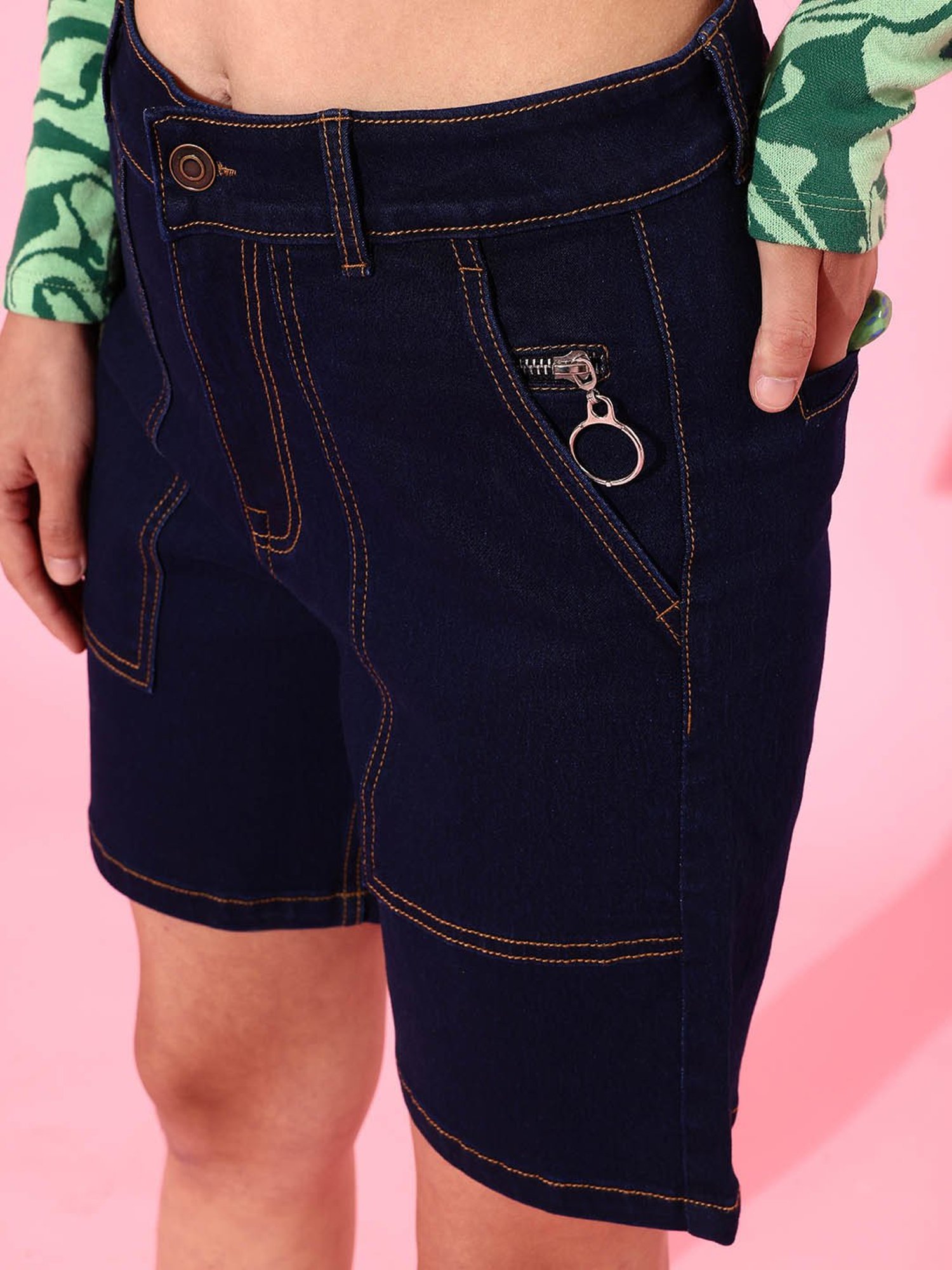 DOLCE CRUDO Dark Blue Denim Shorts