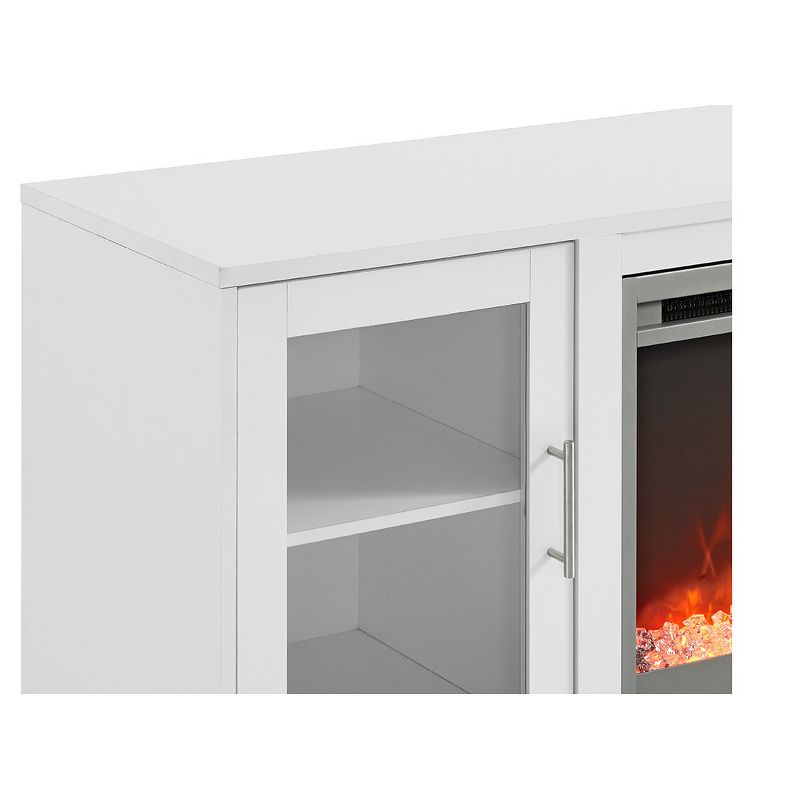 Wood Fireplace TV Console with Metal Legs for TVs up to 58" White - Saracina Home