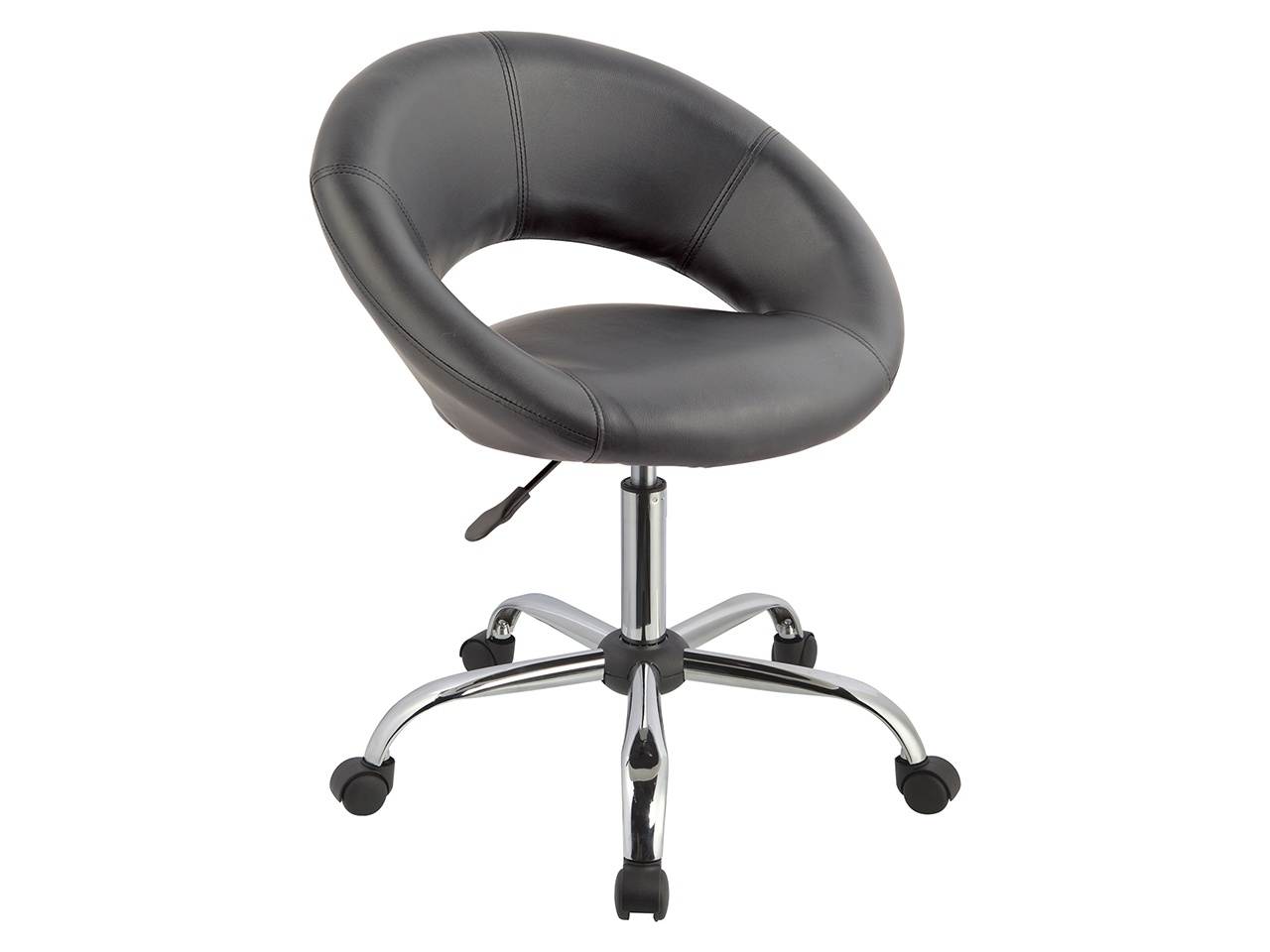 Swivel Height Adjustable Office Chair PU Leather Task Chairs Stool with Wheels