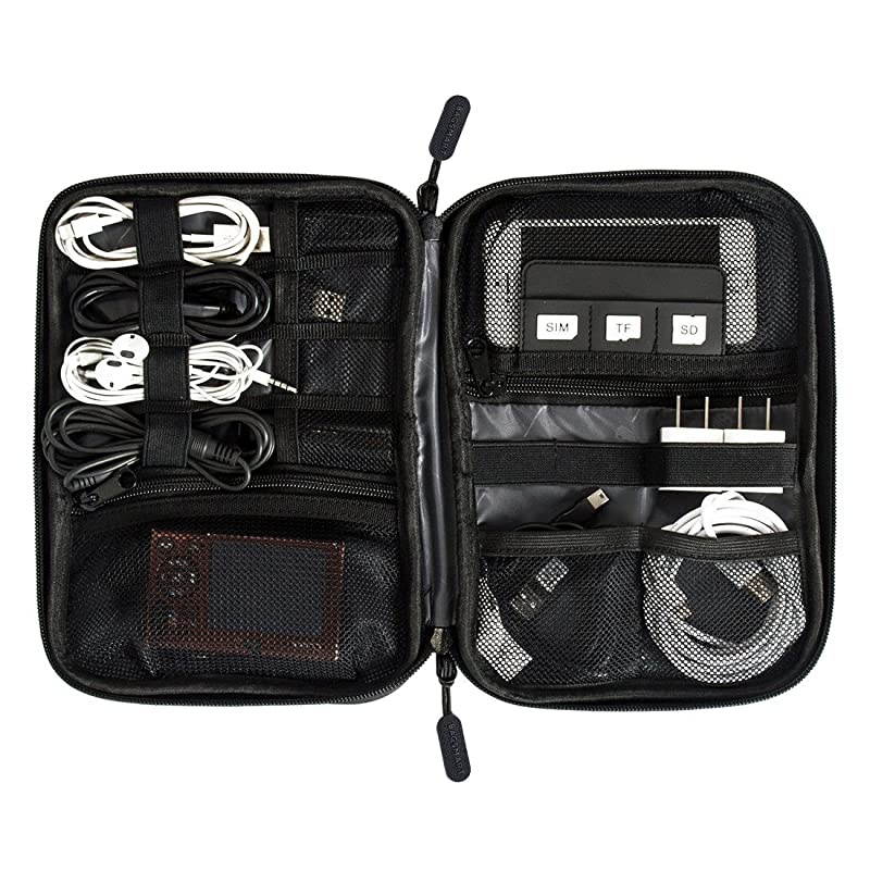Electronic Organizer Travel Universal Cable Organizer Electronics Accessories Cases for Cable Charger Phone USB SD Card Grey