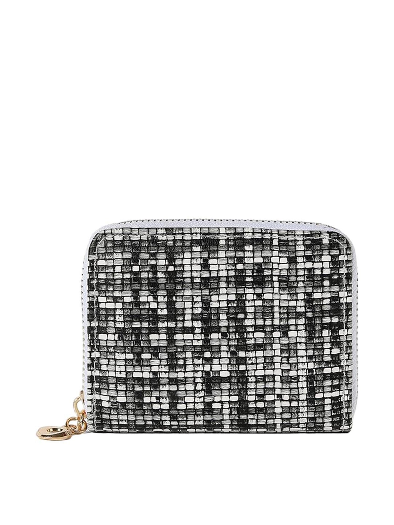 HauteSauce Black Textured Zip Around Wallet for Women