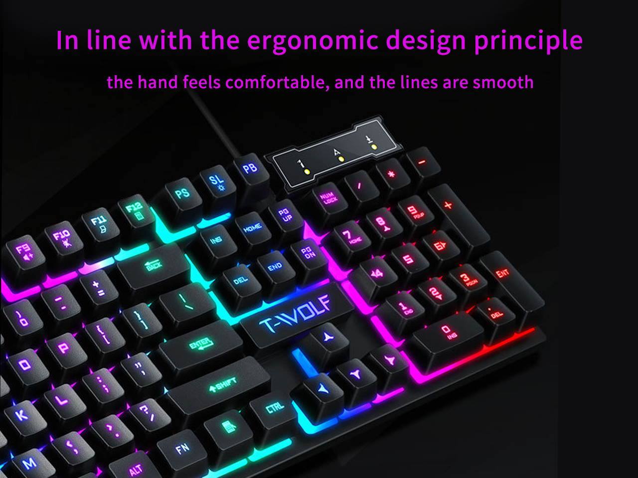 AOSTIRMOTOR Gaming Keyboard,USB Wired LED Backlight Anti-ghosting RGB Keyboard, 104 keys ,Water Resistant,for Windows PC Laptop game