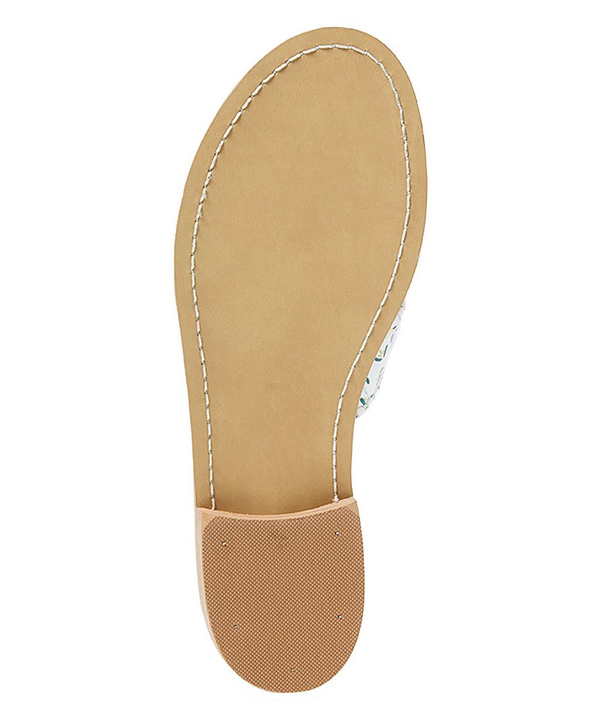 Jack Rogers Jack Daisy Print Leather Whipstitch Detail Thong Sandals