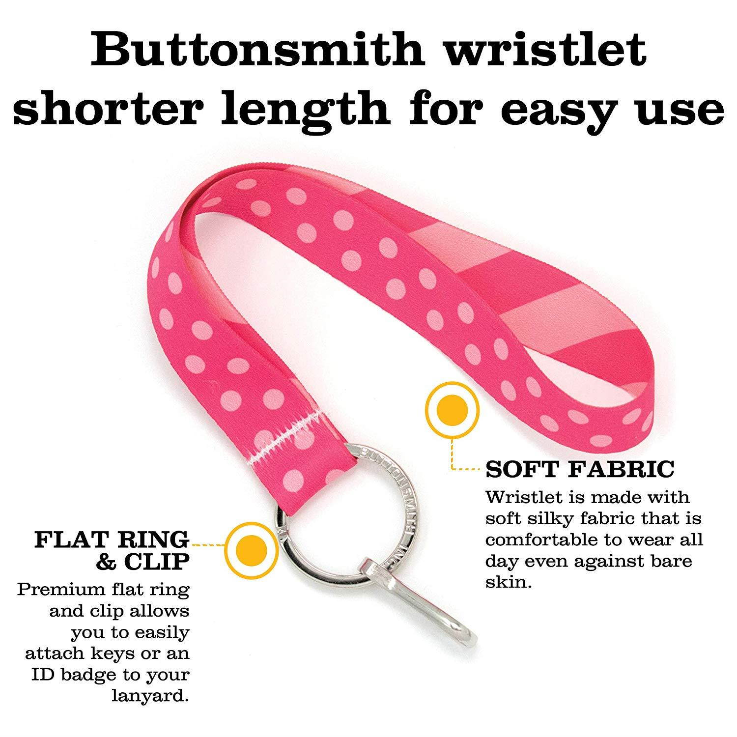 Buttonsmith Pink Dots Premium Wristlet - Made in USA