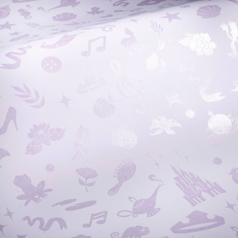 Disney Princess Glitter Icons Peel and Stick Wallpaper Purple - RoomMates