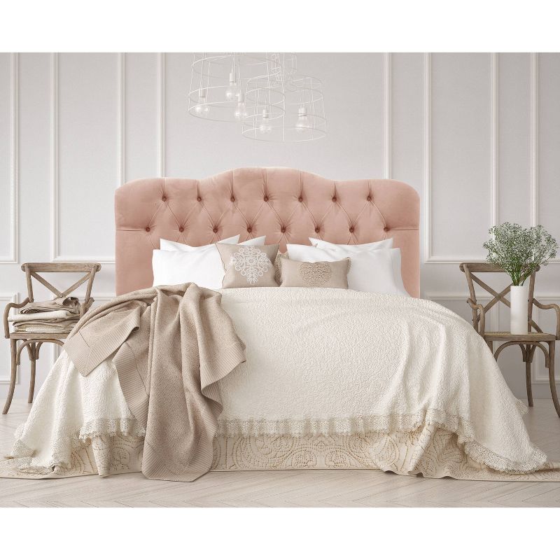 King Tufted Headboard Velvet Soft Pink - Skyline Furniture