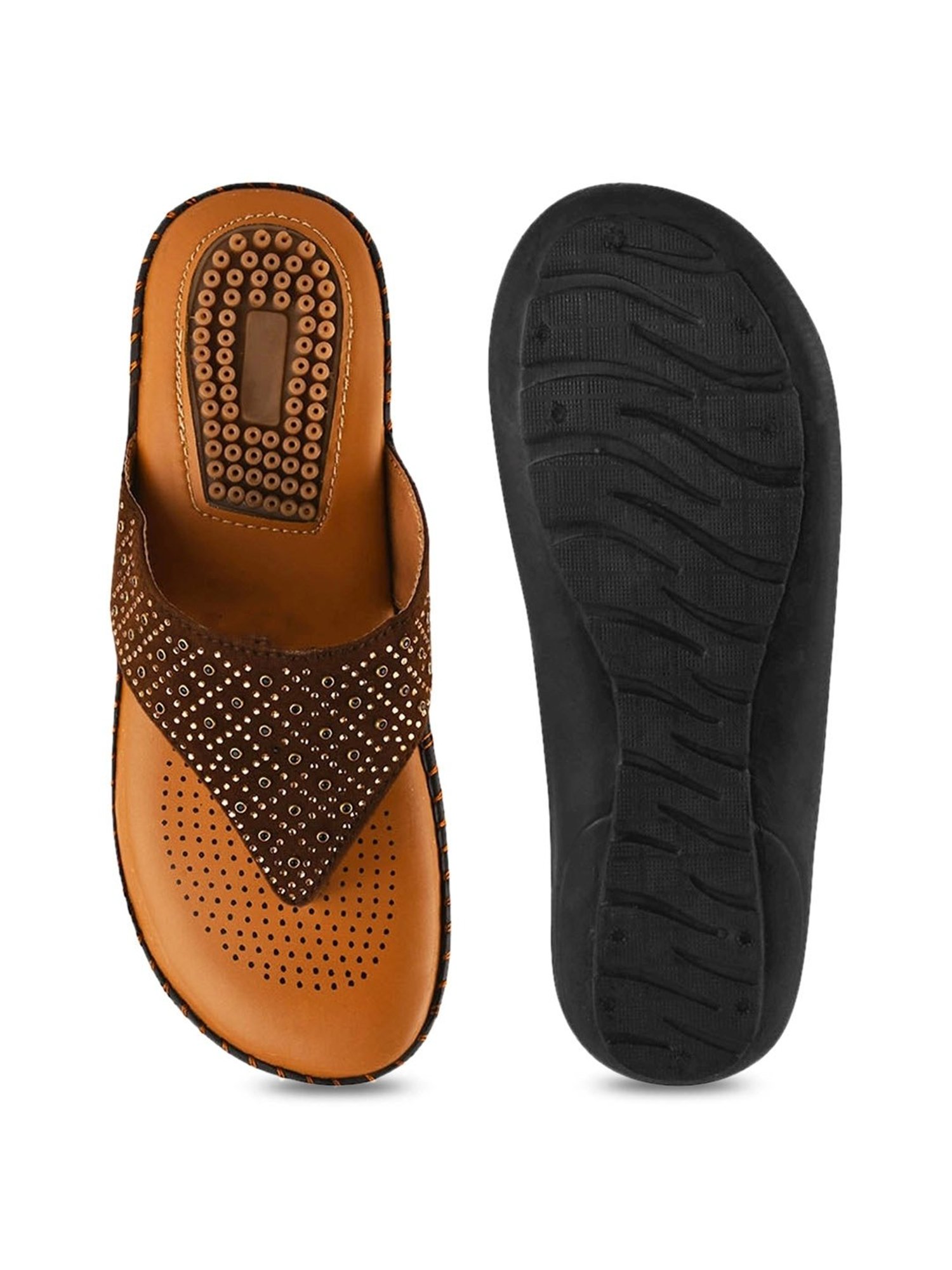 The White Pole Women's Dark Brown Thong Sandals