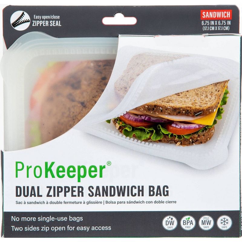 Prepworks ProKeeper Silicone 2 Sided Zipper Sandwich Bag - Clear - 24oz