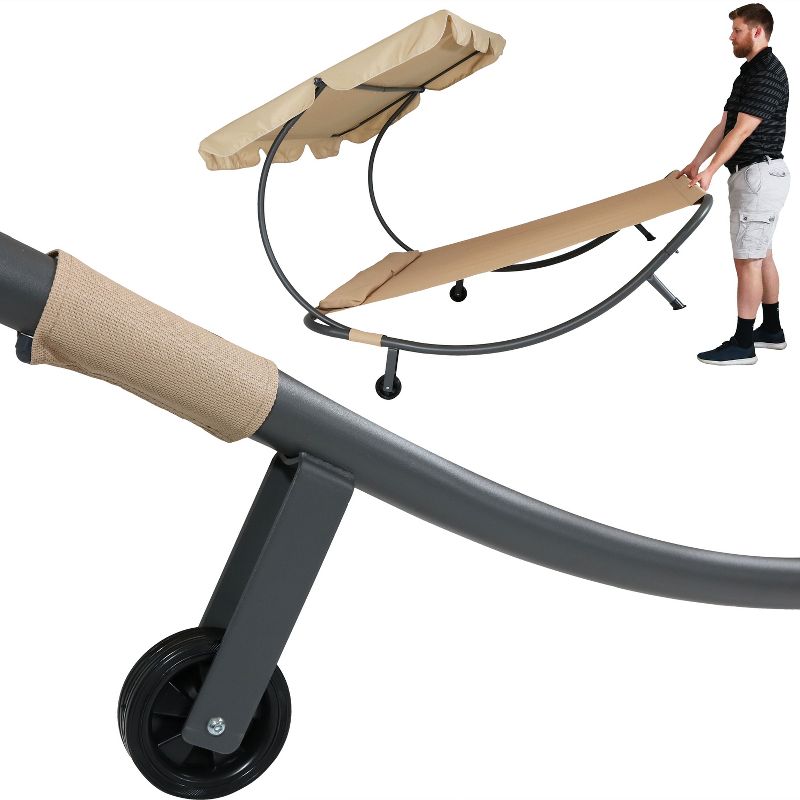 La Siesta HAL21-1 Habana Organic Cotton Lounger Comfortable Indoor Outdoor Hammock Chair with Suspension Set and Bamboo Spreader, Nougat