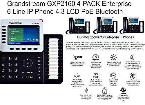 Grandstream GXP2160 4-PACK Enterprise 6-Line IP Phone 4.3 LCD PoE Bluetooth