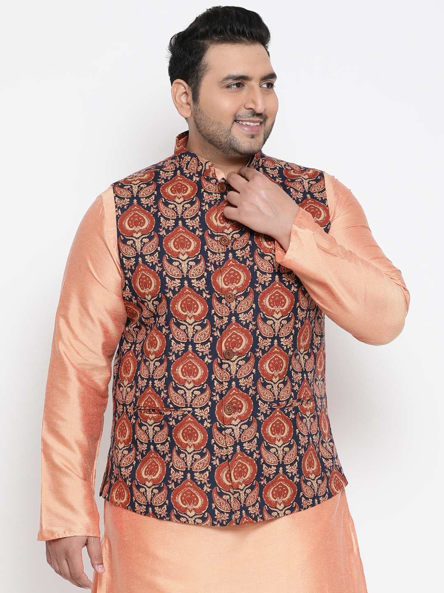 KISAH PLUS Multicolored Regular Fit Printed Nehru Jacket