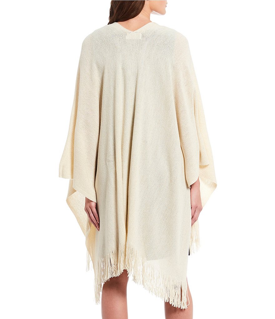 Cejon Metallic Crocheted Fringe Metallic Evening Wrap