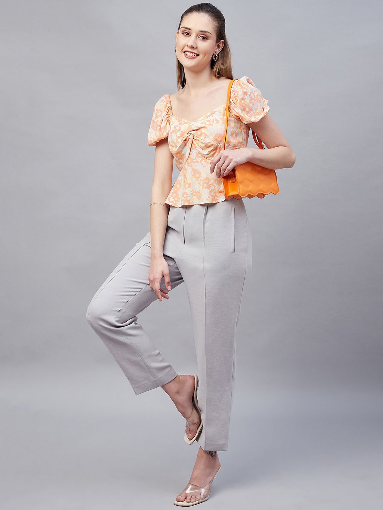 Marie Claire Multicolor Floral Peplum Top