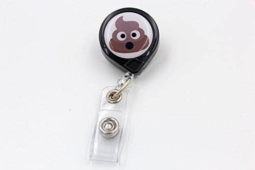 Key-Bak Mini-Bak Retractable Reel with 36-Inch Nylon Cord, Swivel Bulldog Clip and Vinyl ID Strap (Emoji - Pile of Poo, Grey)