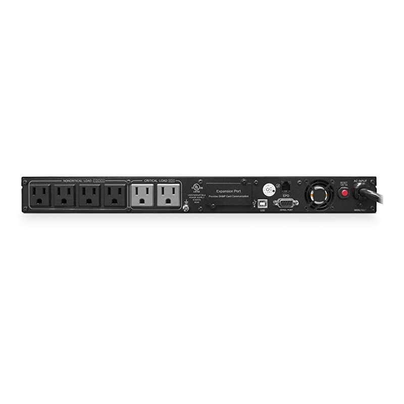 PR1000LCDRM1U Smart App Sinewave UPS System, 1000VA/750W, 6 Outlets, AVR, 1U Rackmount