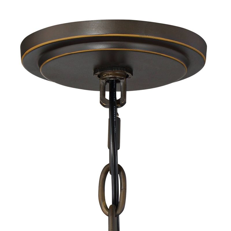 Franklin Iron Works Mission Outdoor Ceiling Light Hanging Bronze 16 3/4" Textured Glass Lantern for Exterior House Porch Patio