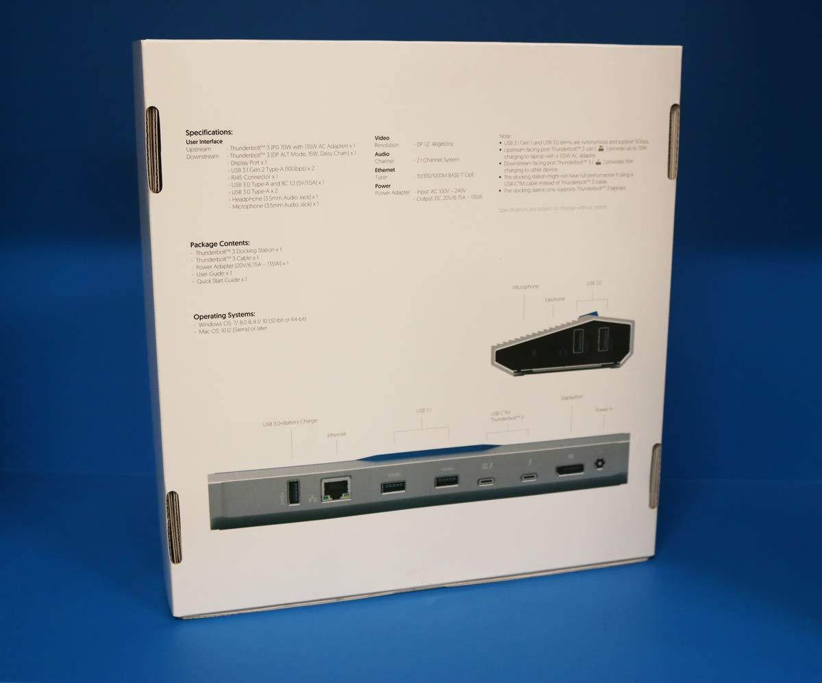 Accell Thunderbolt 3 Docking Station - PC or MAC, Dual 4K Display Support, 40Gbps USB Type C 3.1 Gen2 + Cable, 135W Power Adapter