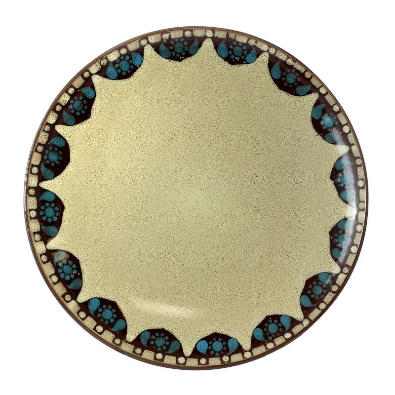 16pc Stoneware Earth and Water Dinnerware Set Blue/Taupe - Elama