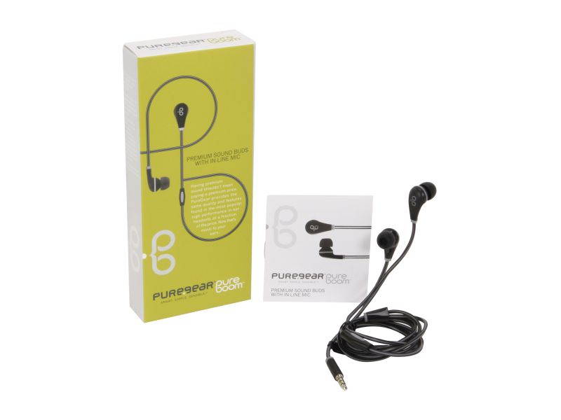 PureGear PureBoom Black 3.5mm Premium Sound Buds Headset PG-PBTRIANGLE-BLK