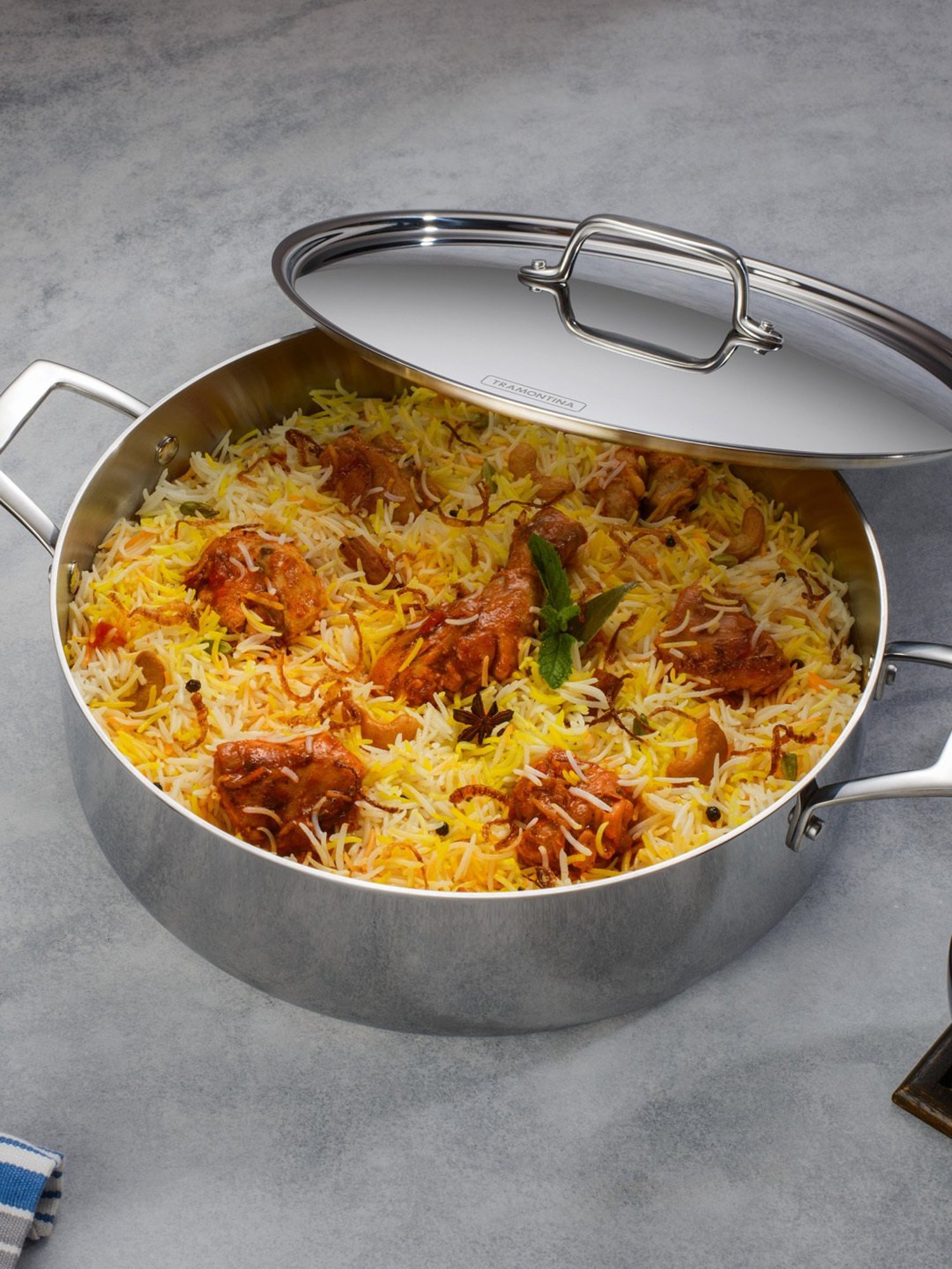 Tramontina Aeion Triply Non-Toxic Stainless Steel Casserole with Lid 30cm/6.2L NSF Certified